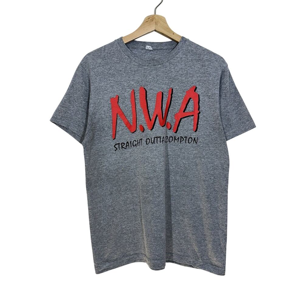 N.W.A Shirt Medium M NWA Grey & Red Straight Outta Compton Short Sleeve Tee